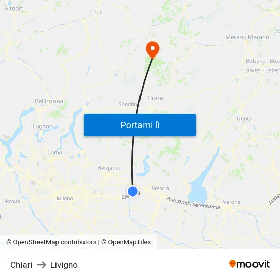 Chiari to Livigno map