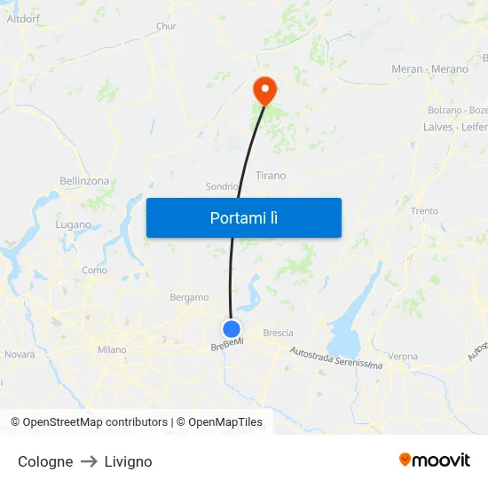 Cologne to Livigno map