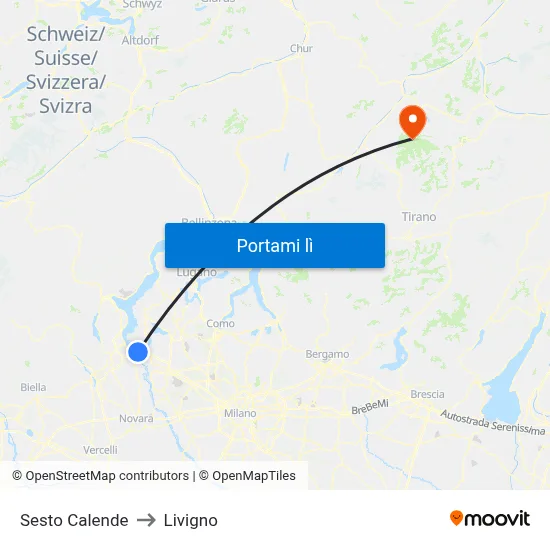 Sesto Calende to Livigno map