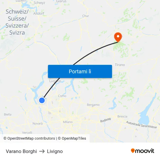 Varano Borghi to Livigno map