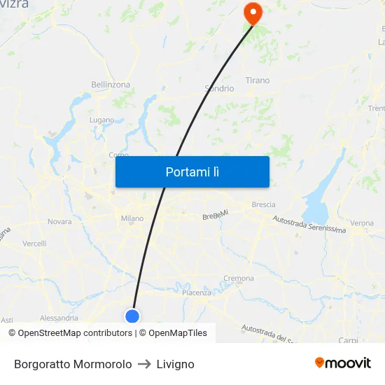 Borgoratto Mormorolo to Livigno map
