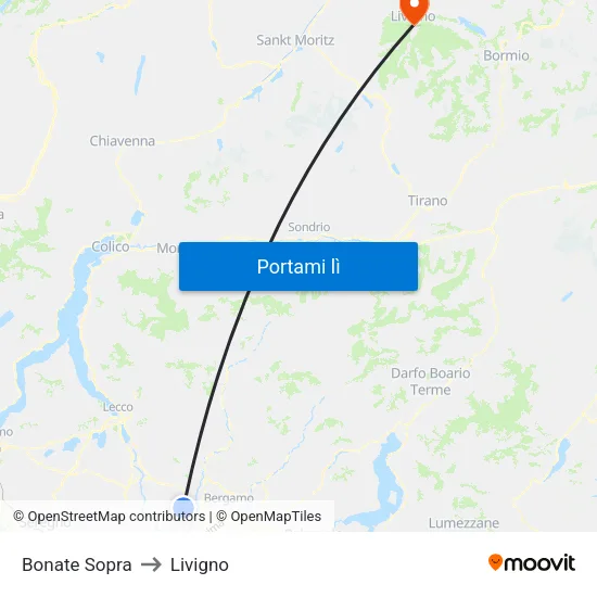 Bonate Sopra to Livigno map
