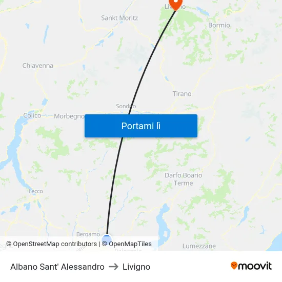 Albano Sant' Alessandro to Livigno map