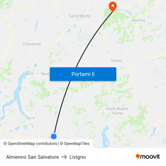 Almenno San Salvatore to Livigno map