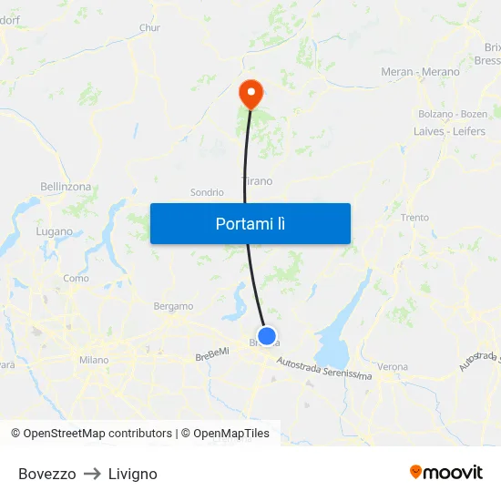 Bovezzo to Livigno map