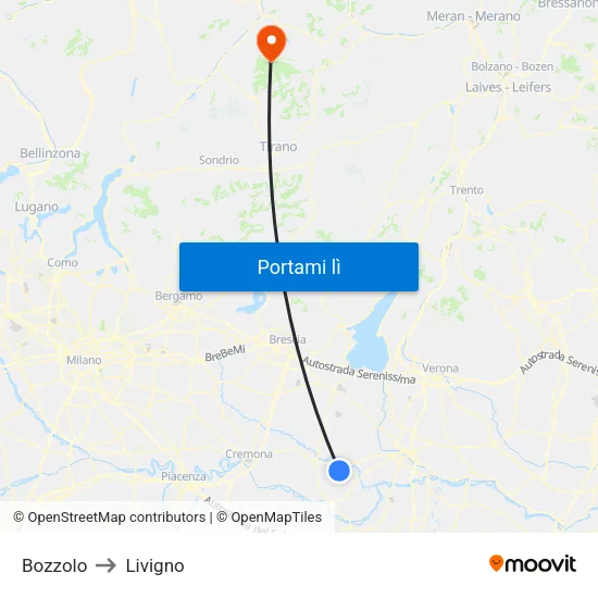 Bozzolo to Livigno map