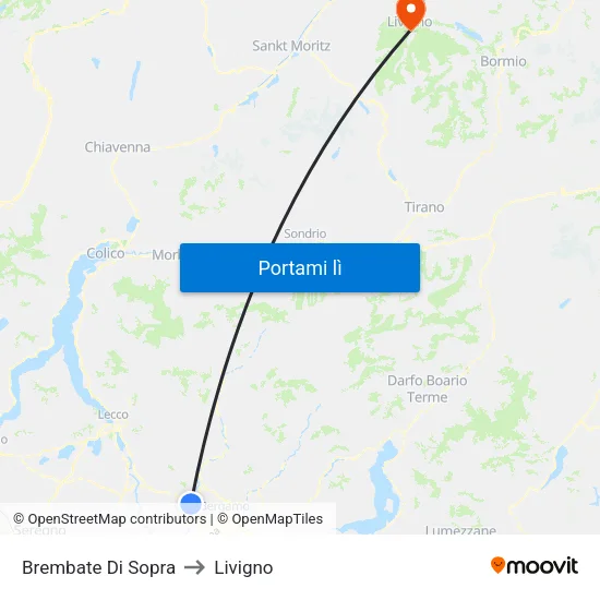 Brembate Di Sopra to Livigno map