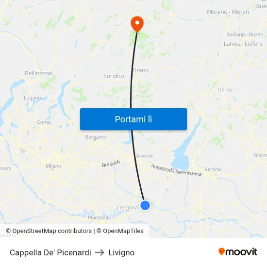 Cappella De' Picenardi to Livigno map