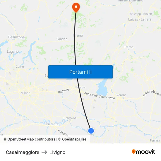 Casalmaggiore to Livigno map