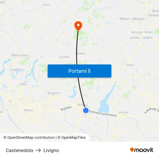 Castenedolo to Livigno map