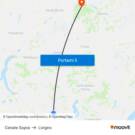Cenate Sopra to Livigno map