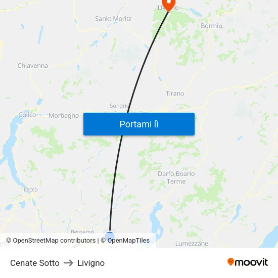 Cenate Sotto to Livigno map