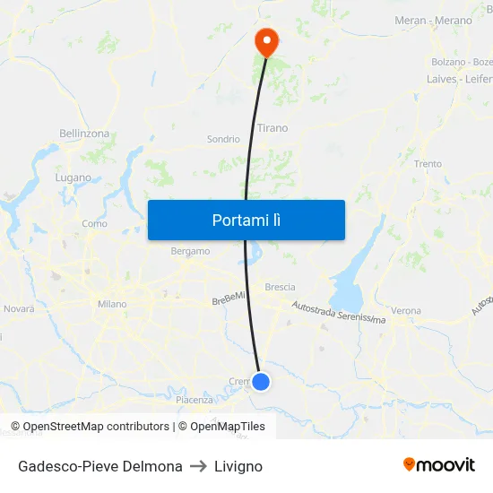 Gadesco-Pieve Delmona to Livigno map