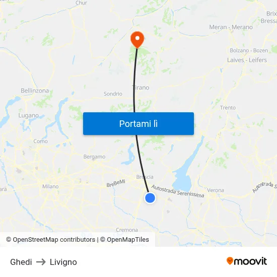 Ghedi to Livigno map