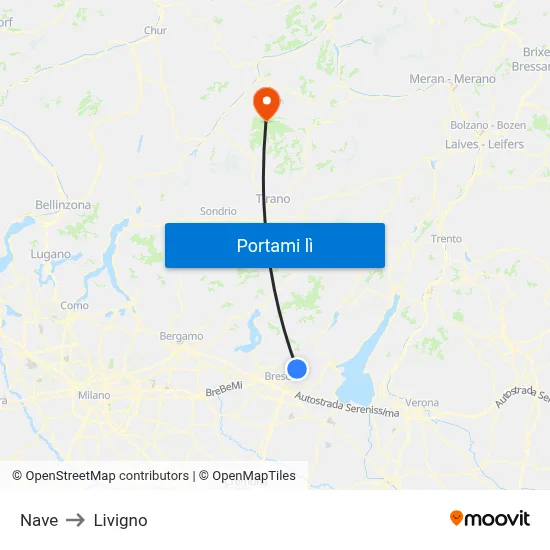 Nave to Livigno map