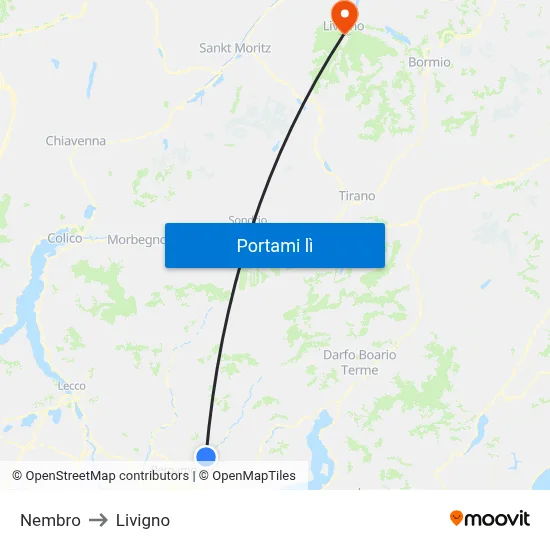 Nembro to Livigno map