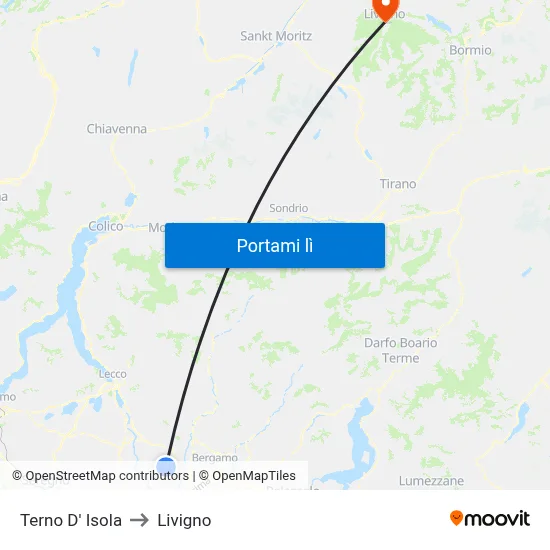 Terno D' Isola to Livigno map