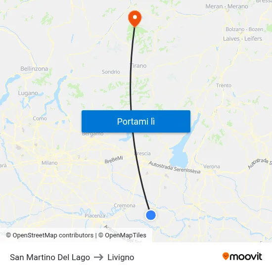 San Martino Del Lago to Livigno map