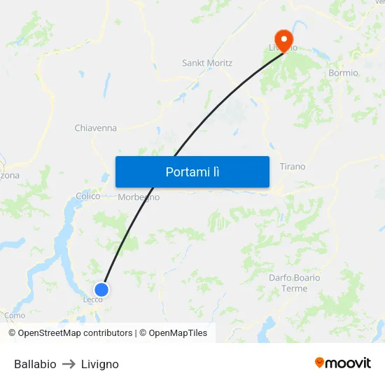 Ballabio to Livigno map