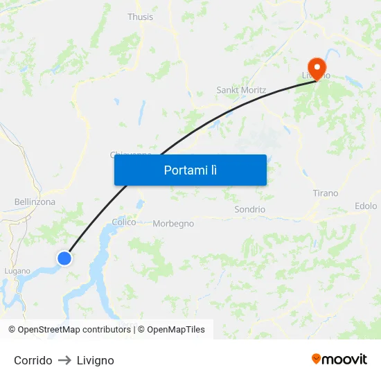 Corrido to Livigno map