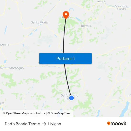 Darfo Boario Terme to Livigno map