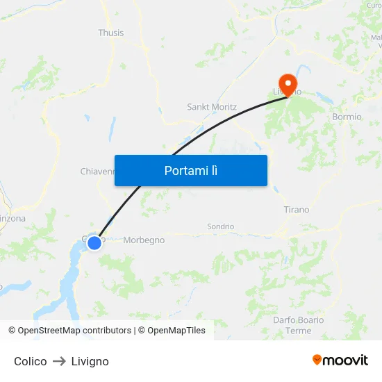 Colico to Livigno map