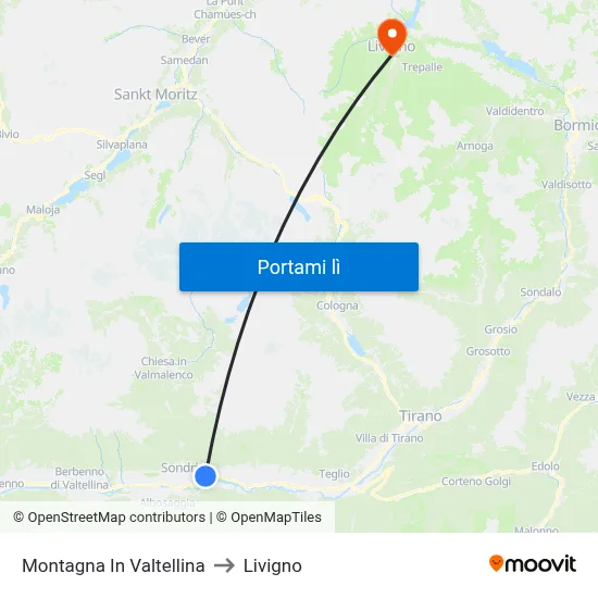 Montagna In Valtellina to Livigno map