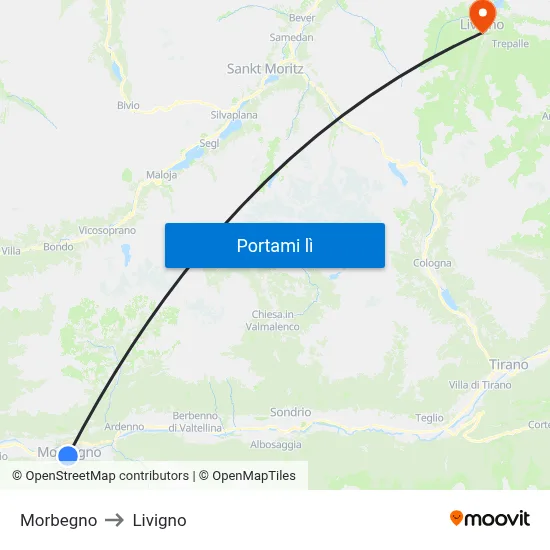Morbegno to Livigno map