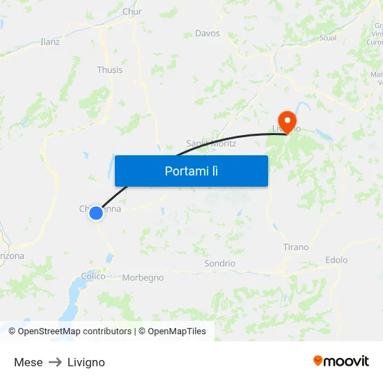 Mese to Livigno map