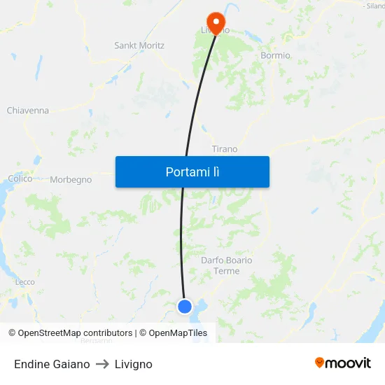 Endine Gaiano to Livigno map