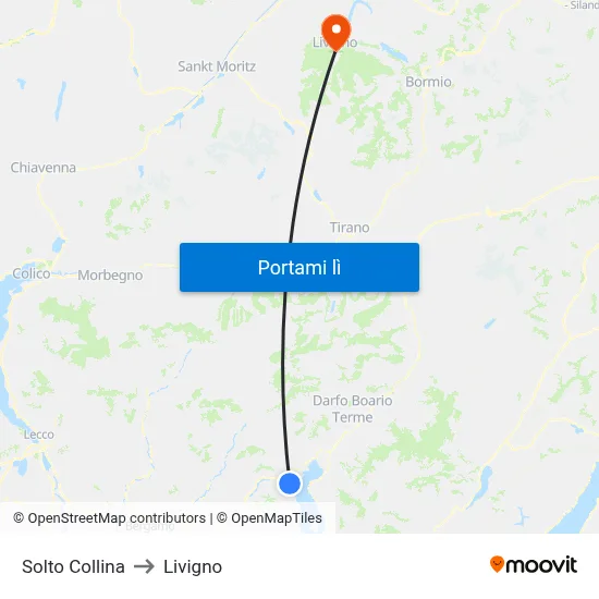 Solto Collina to Livigno map