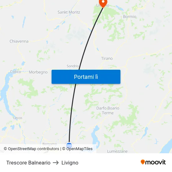 Trescore Balneario to Livigno map