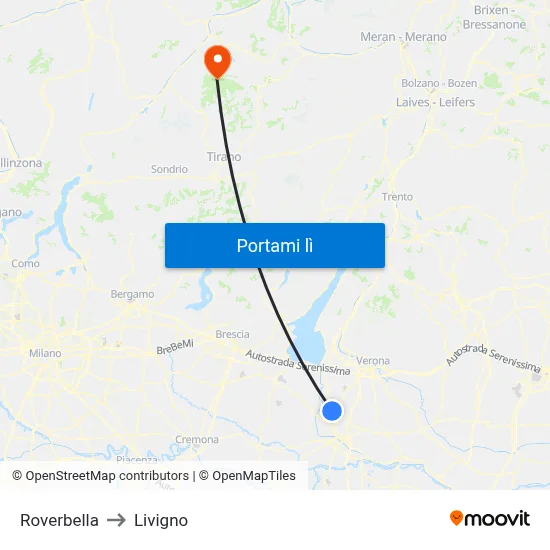 Roverbella to Livigno map