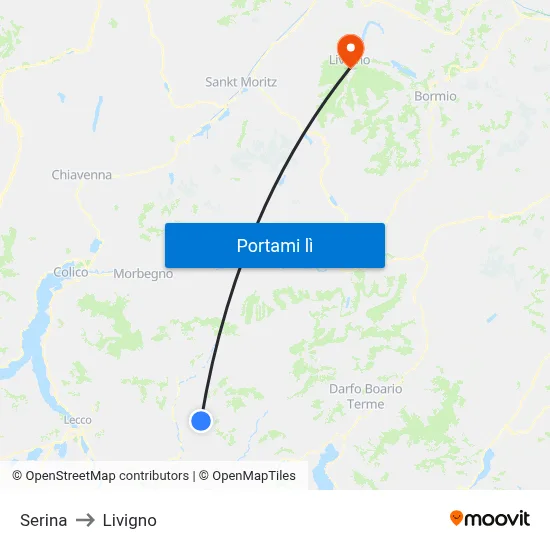 Serina to Livigno map