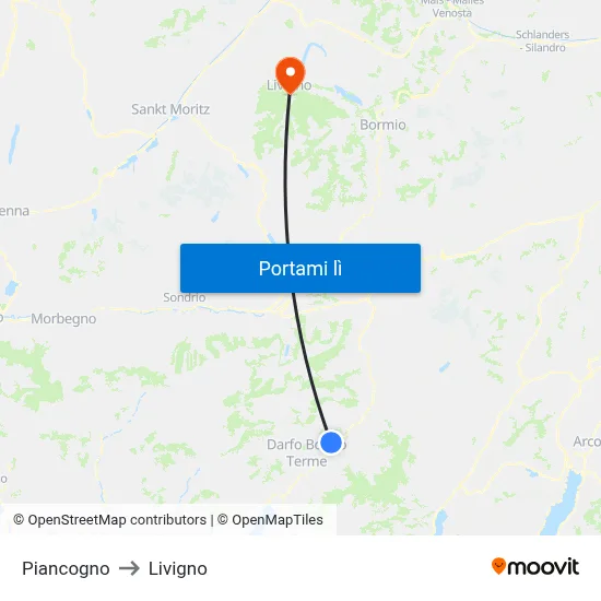 Piancogno to Livigno map
