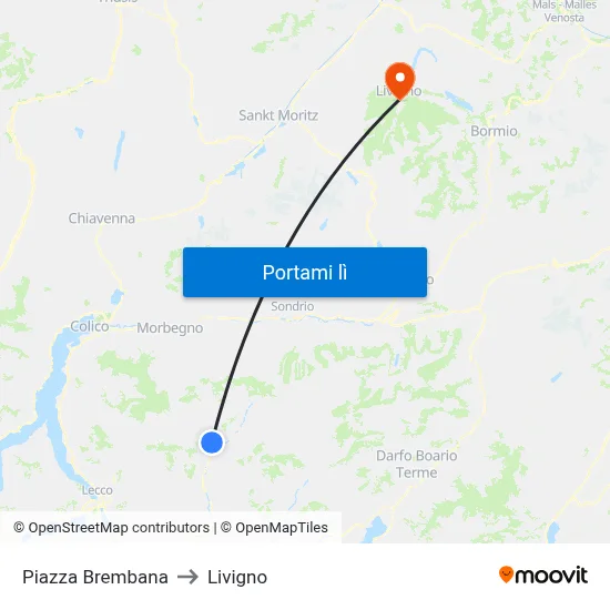 Piazza Brembana to Livigno map