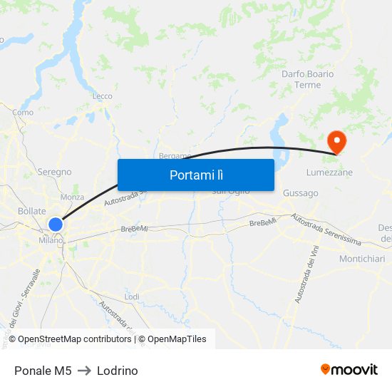 Ponale M5 to Lodrino map