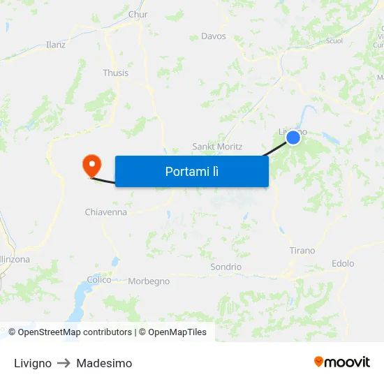 Livigno to Madesimo map