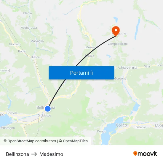 Bellinzona to Madesimo map