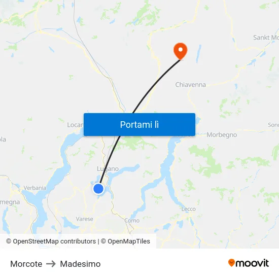 Morcote to Madesimo map