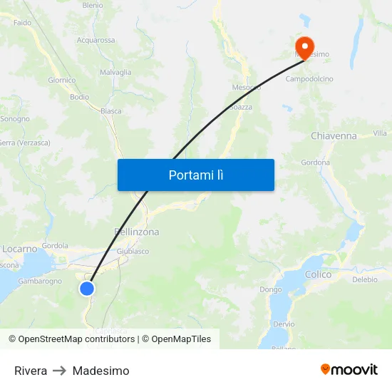 Rivera to Madesimo map