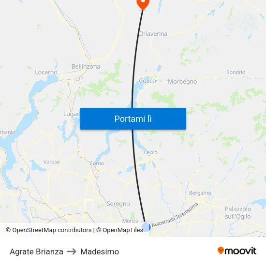 Agrate Brianza to Madesimo map