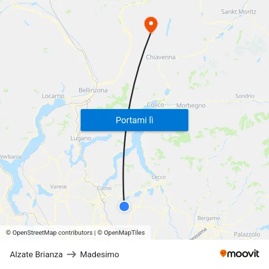 Alzate Brianza to Madesimo map