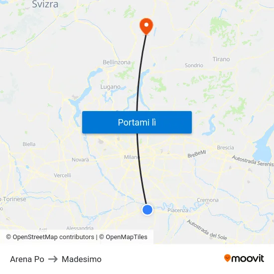 Arena Po to Madesimo map