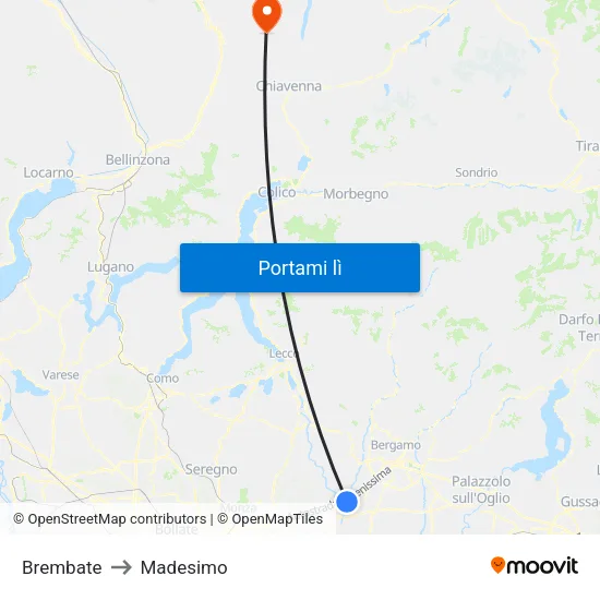 Brembate to Madesimo map