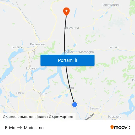 Brivio to Madesimo map