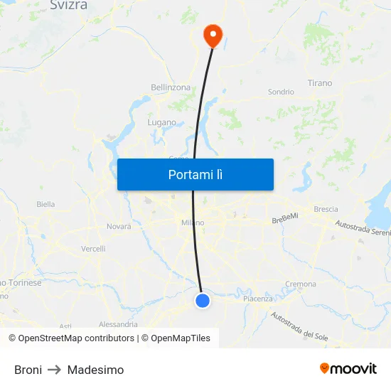 Broni to Madesimo map