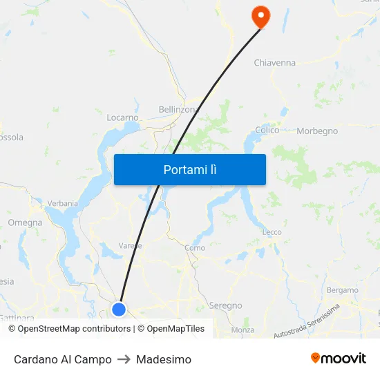 Cardano Al Campo to Madesimo map