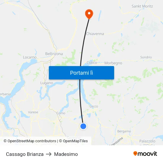 Cassago Brianza to Madesimo map