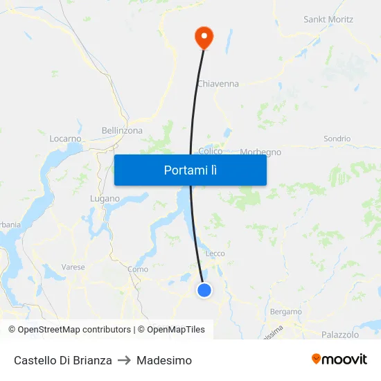 Castello Di Brianza to Madesimo map